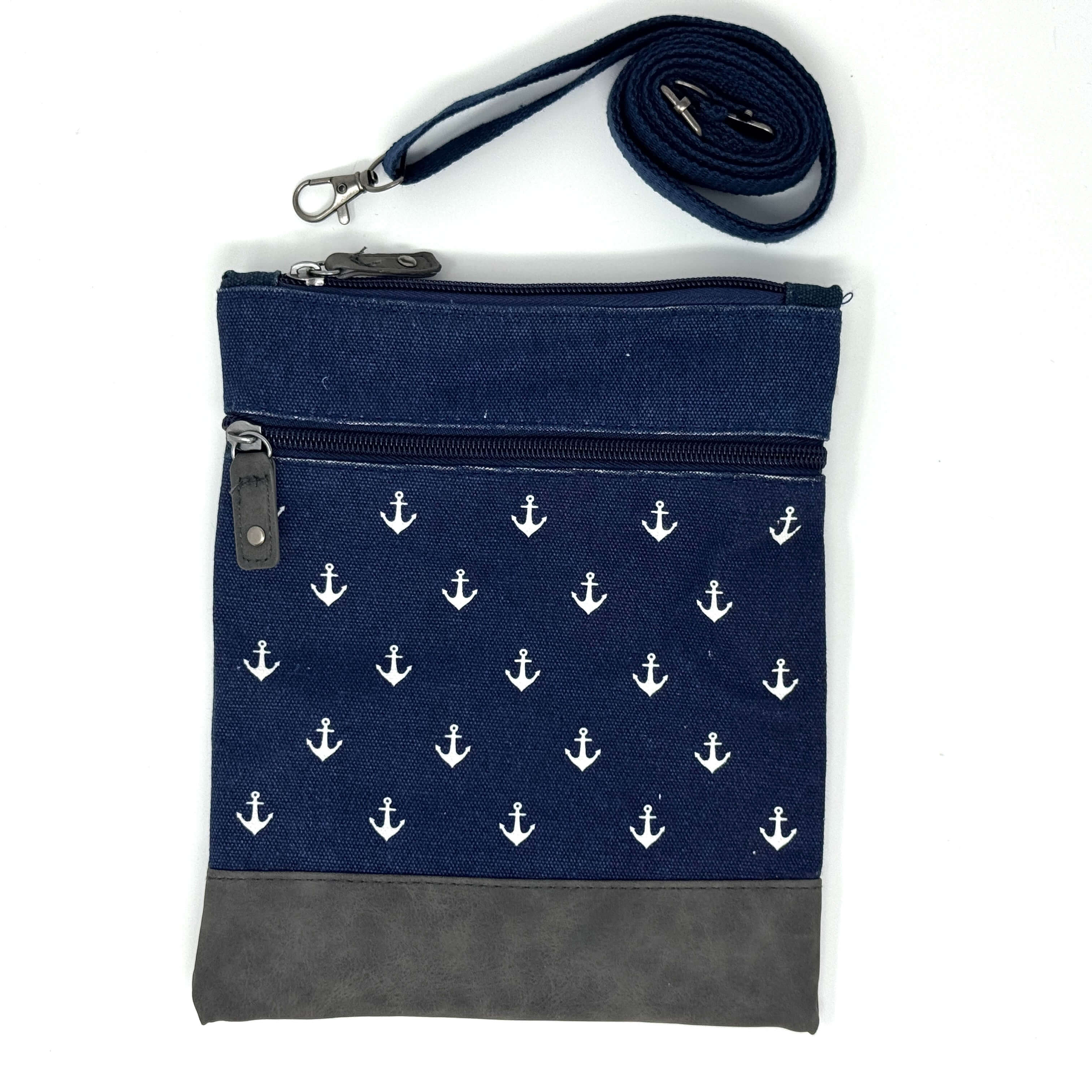 Maritime Umhängetasche Anker-Muster – Dunkelblau – Verschiedene Farben erhältlich