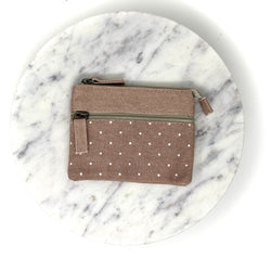Handgemachte Patchwork-Tasche mit Punkten aus Baumwolle und wasserabweisendem Canvas