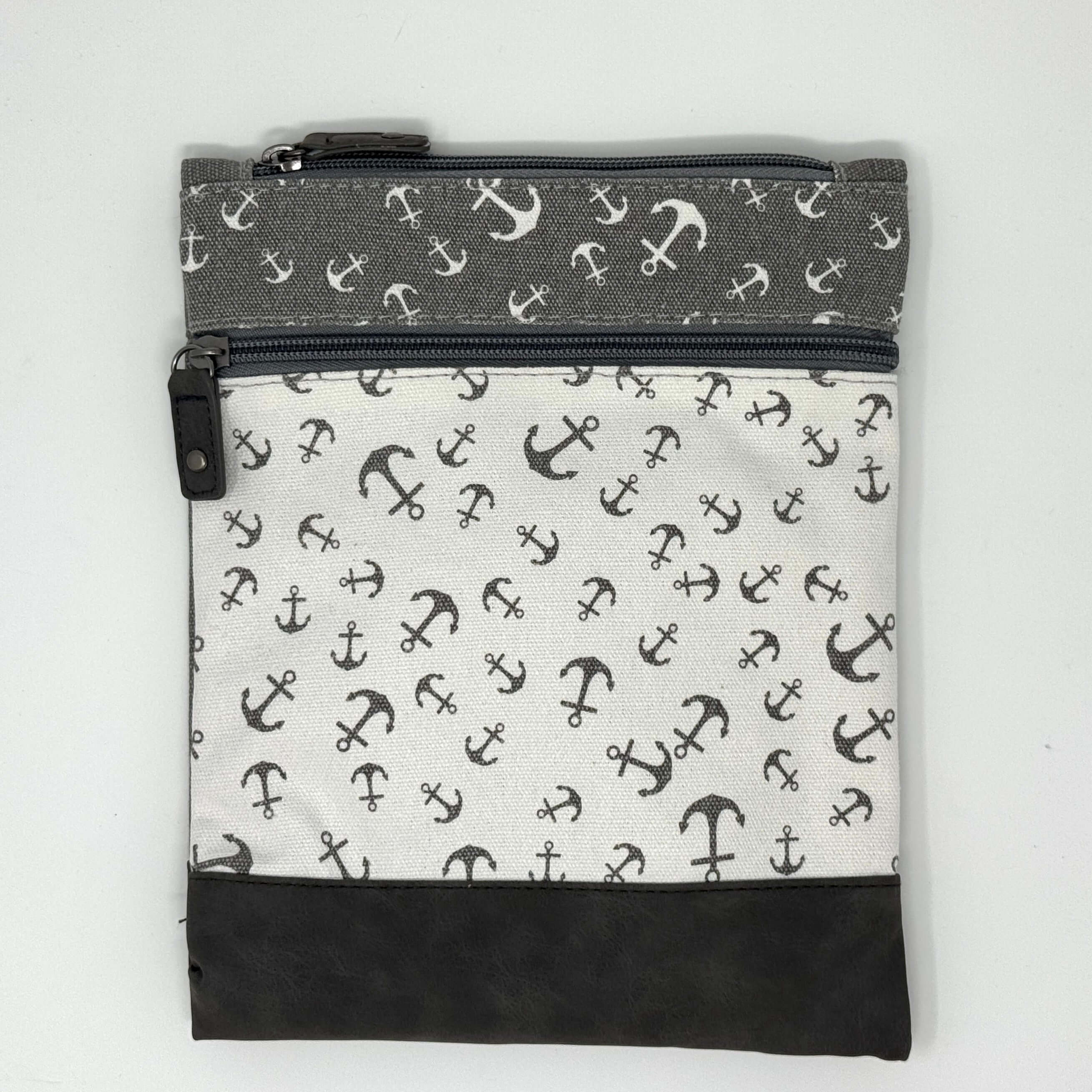 Maritime Umhängetasche Anker-Muster – Grau & Weiß – In verschiedenen Farben erhältlich