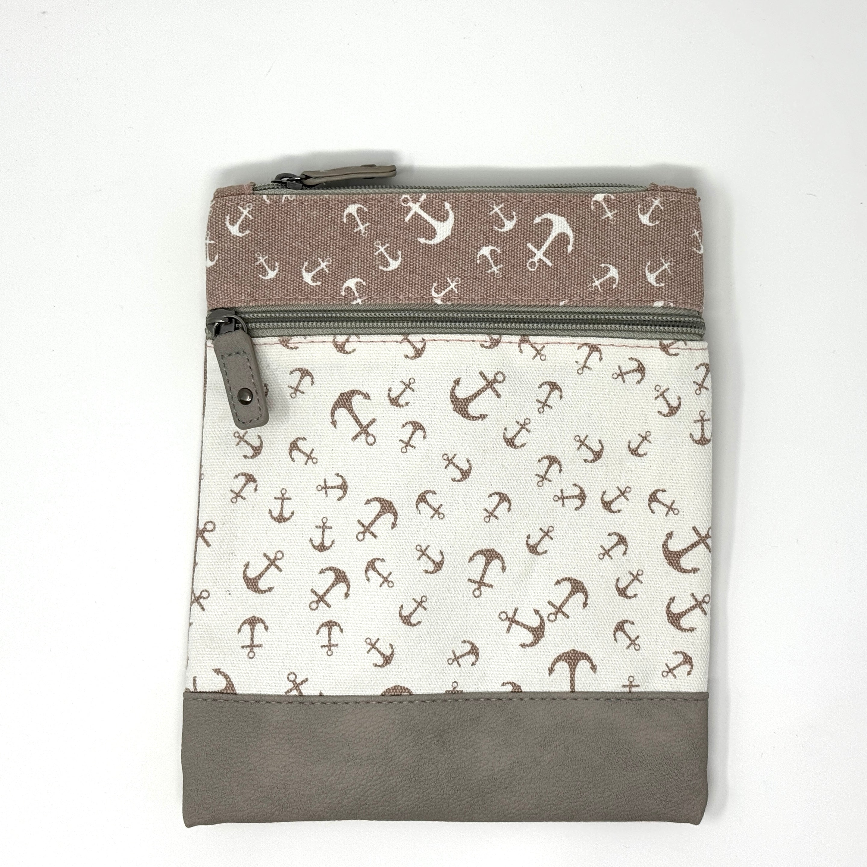 Maritime Umhängetasche Anker-Muster – Grau & Weiß – In verschiedenen Farben erhältlich