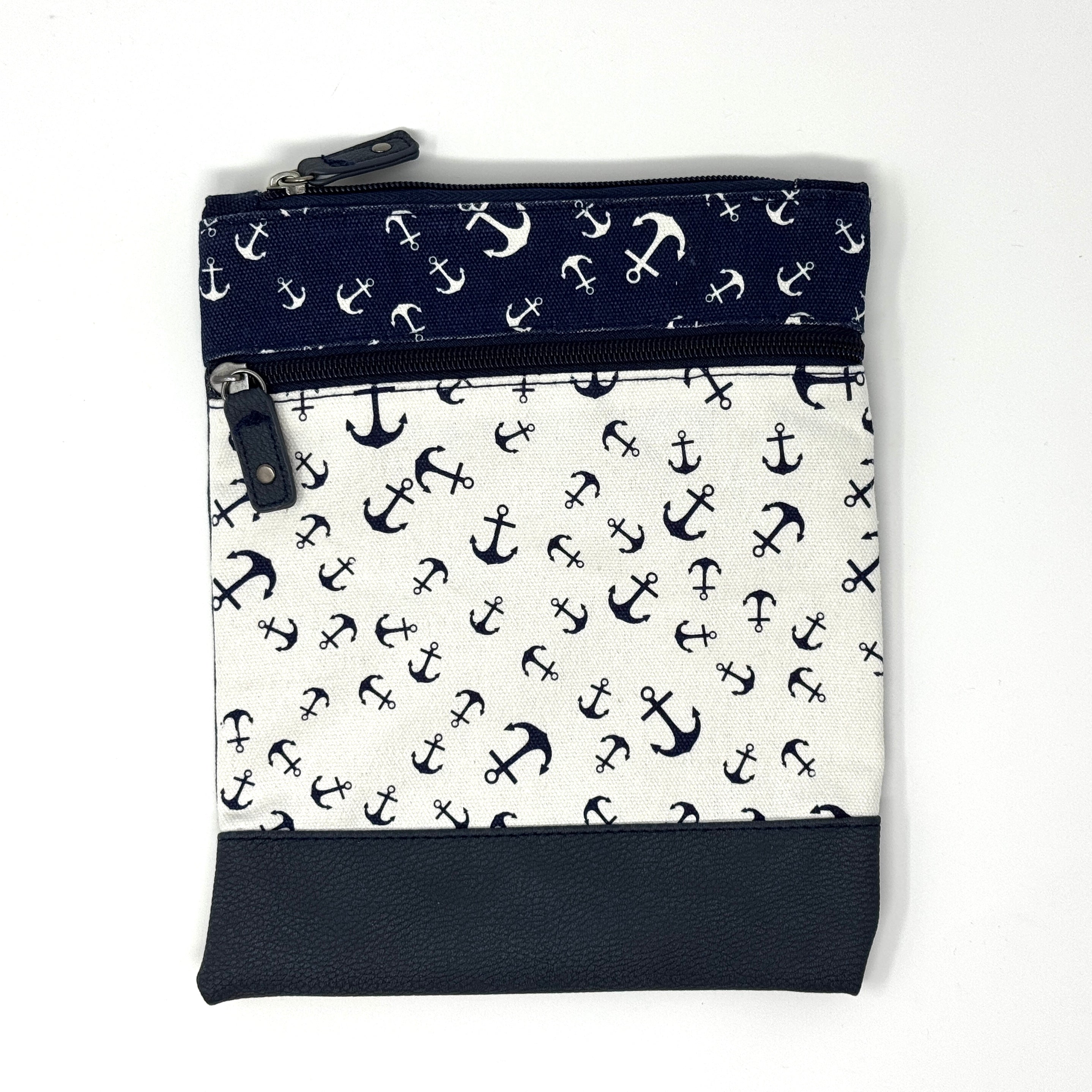 Maritime Umhängetasche Anker-Muster – Grau & Weiß – In verschiedenen Farben erhältlich