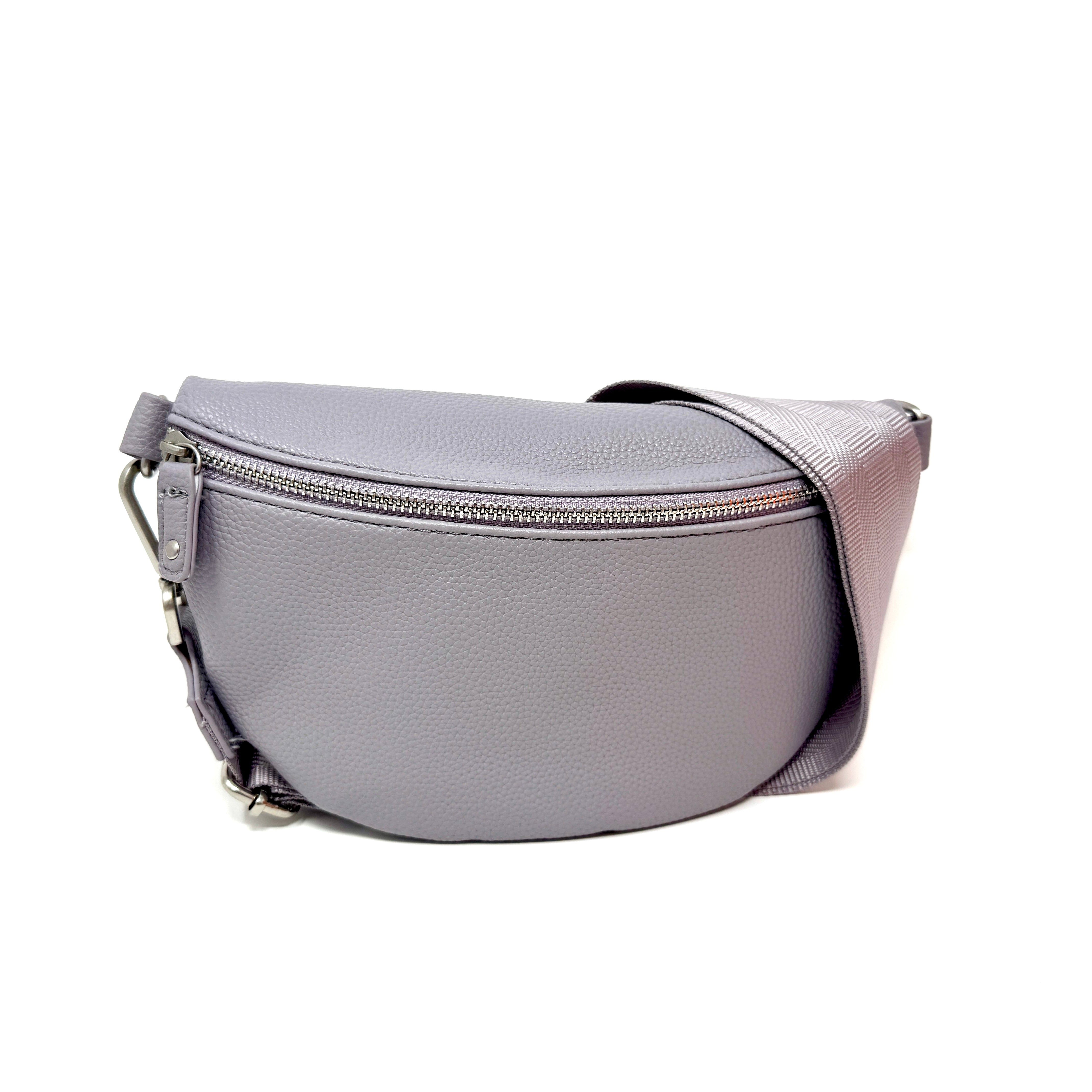 Flieder Bauchtasche aus Kunstleder mit verstellbarem Gurt und Reißverschluss