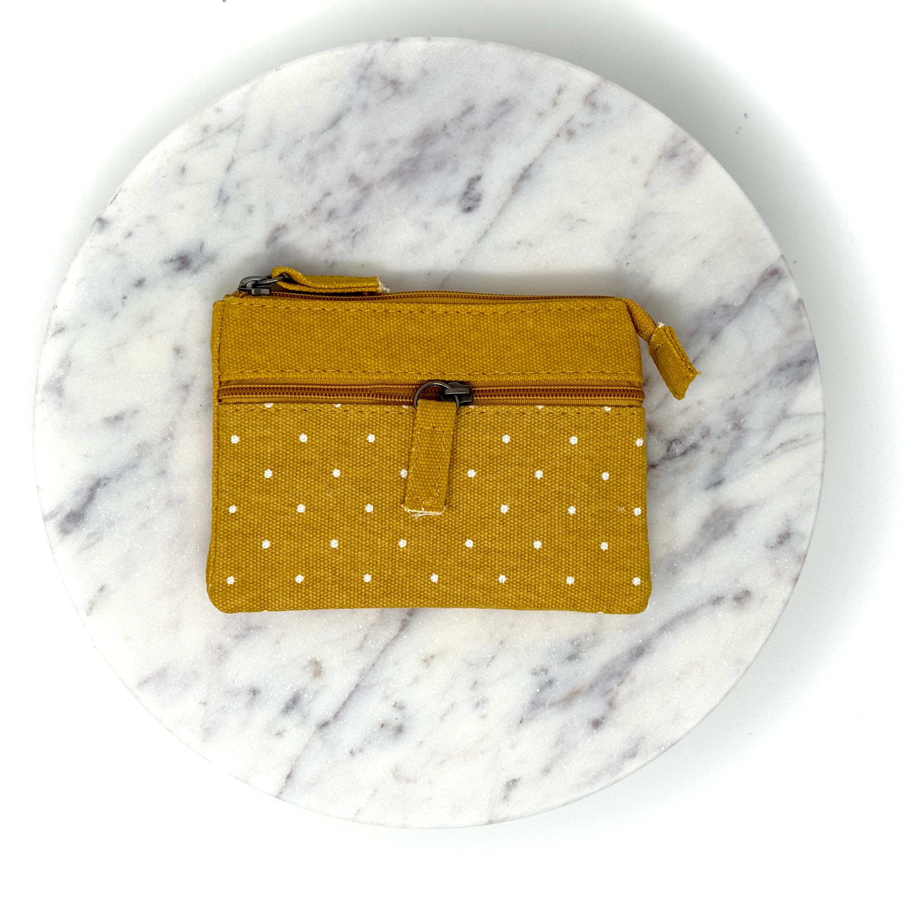 Handgemachte Patchwork-Tasche mit Punkten aus Baumwolle und wasserabweisendem Canvas