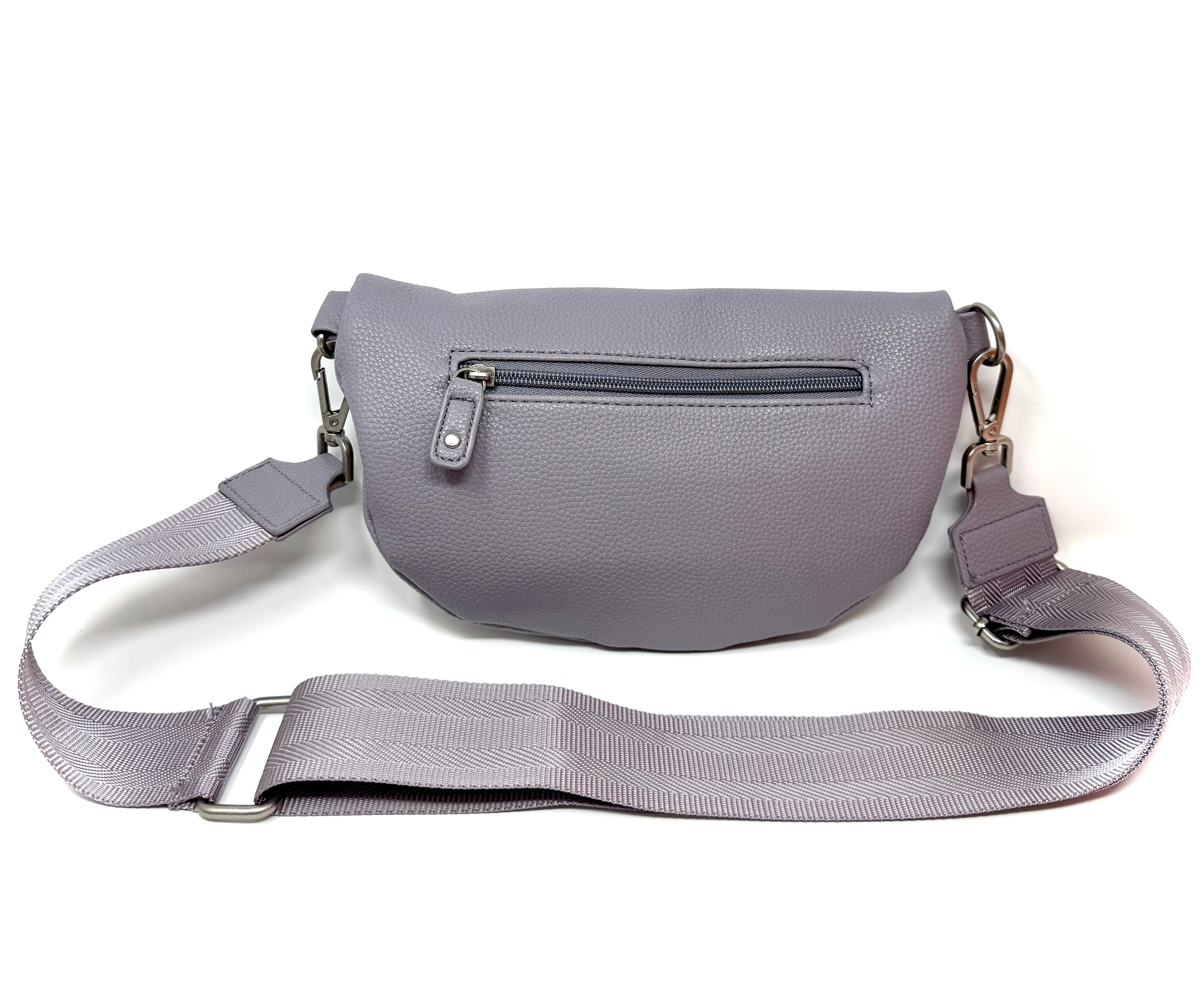 Flieder Bauchtasche aus Kunstleder mit verstellbarem Gurt und Reißverschluss