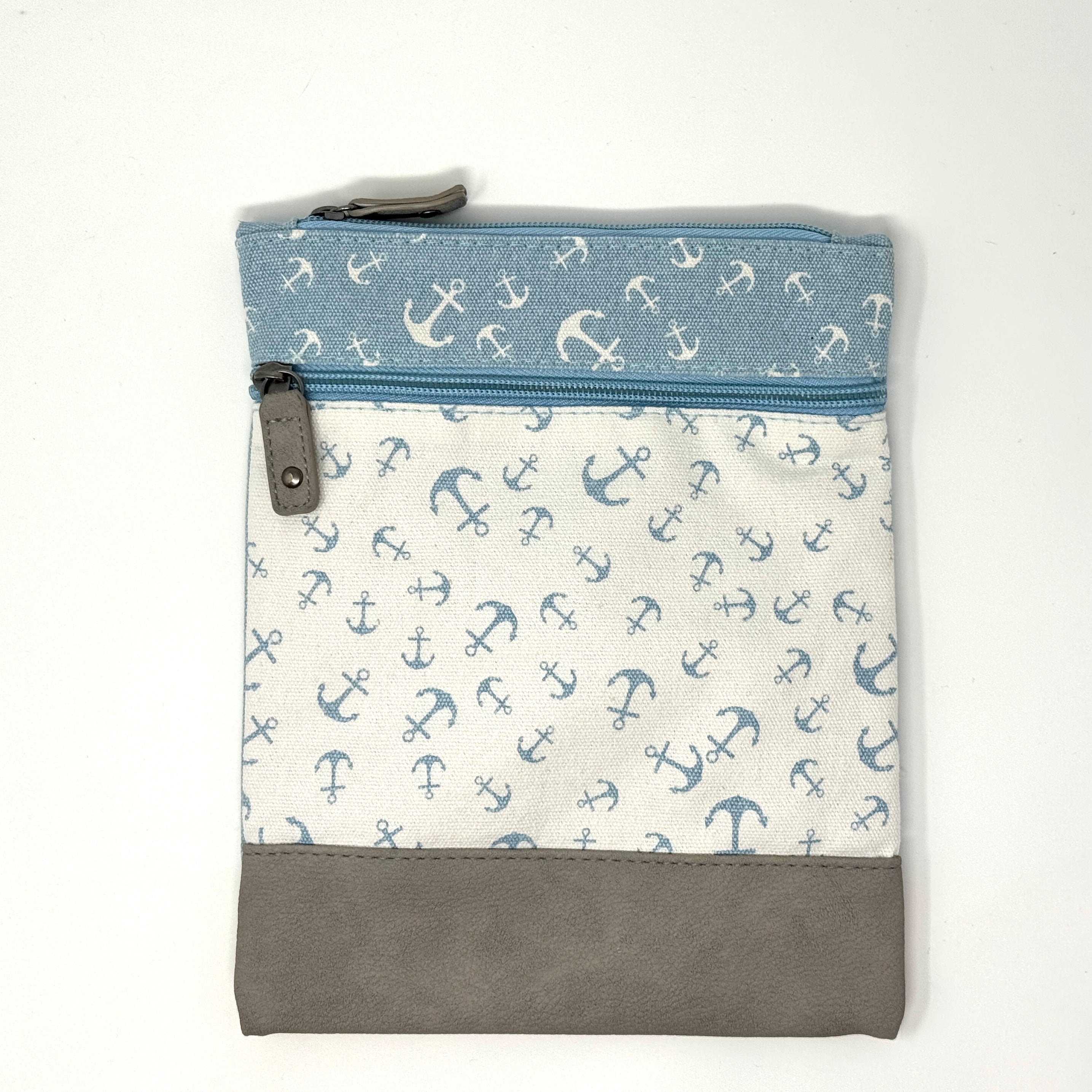 Maritime Umhängetasche Anker-Muster – Grau & Weiß – In verschiedenen Farben erhältlich