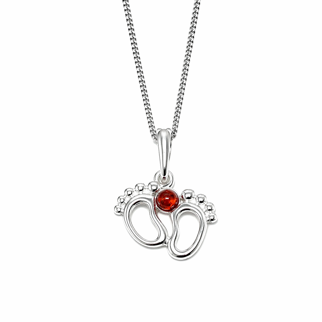 Bernstein Halskette mit Pfoten Anhänger aus Silber – eleganter Damenschmuck