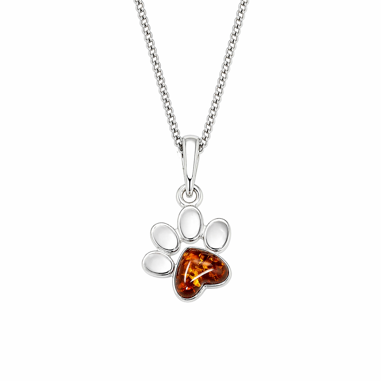 Silber Halskette mit Bernstein Pfoten Anhänger – Damen Schmuck mit echtem Amber Stein elegant und zeitlos