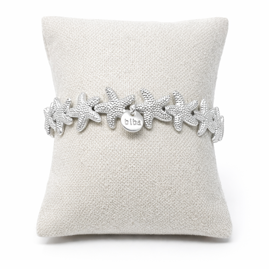 Mattes silberfarbenes biba Seestern Armband aus Metall in maritimem Design