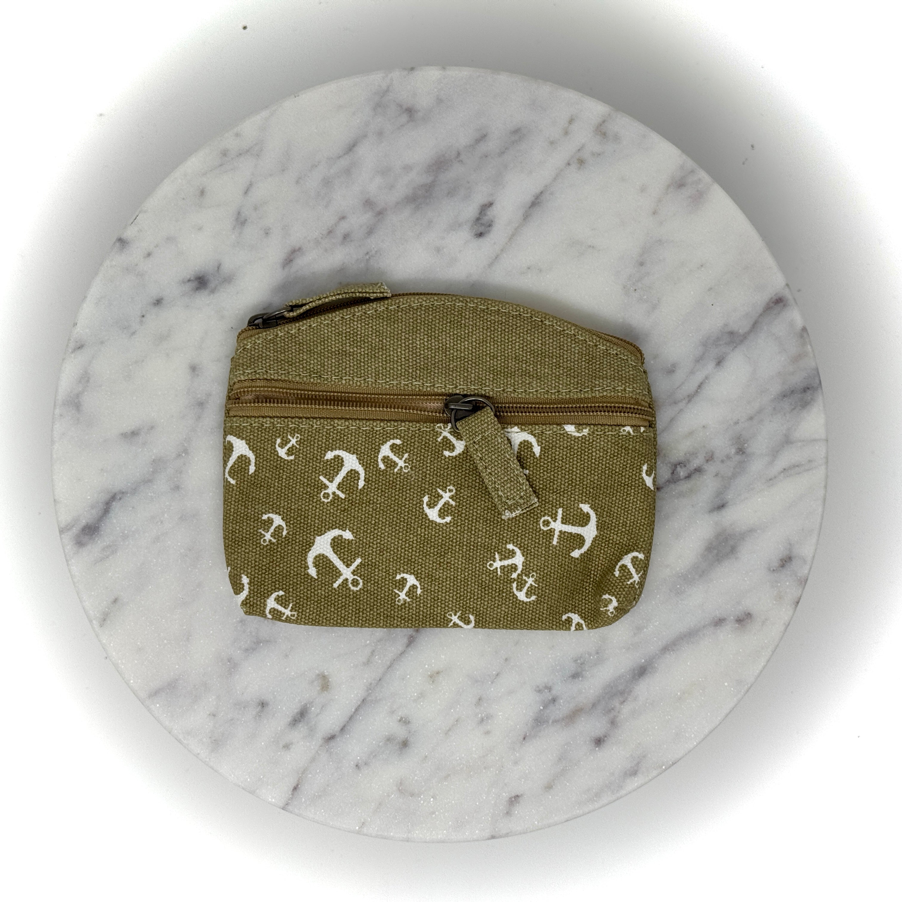 Maritimes Canvas-Täschchen mit Anker-Muster, kompakte Größe, in verschiedenen Farben erhältlich – ideal für Kosmetik oder kleine Alltagsgegenstände