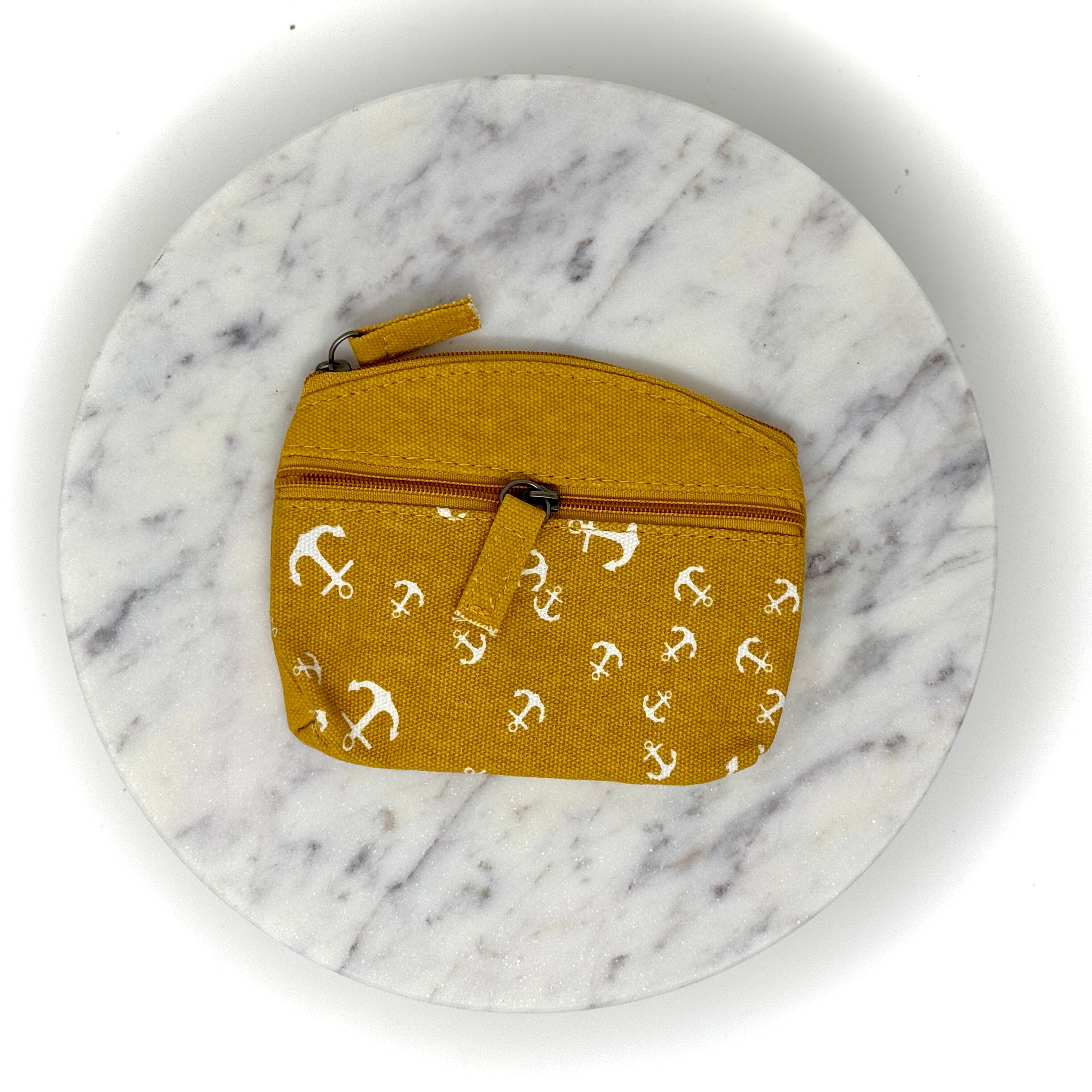 Maritimes Canvas-Täschchen mit Anker-Muster, kompakte Größe, in verschiedenen Farben erhältlich – ideal für Kosmetik oder kleine Alltagsgegenstände