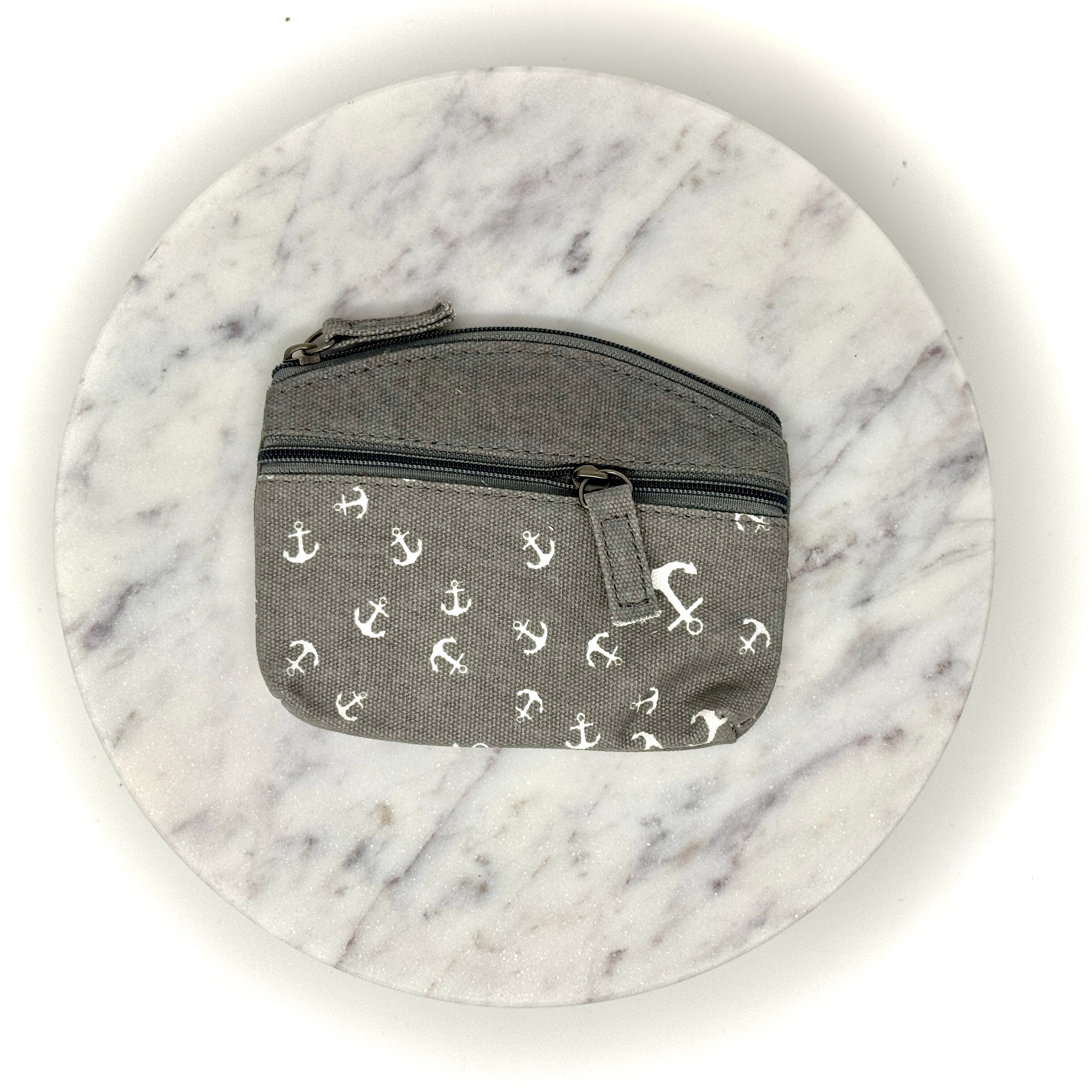 Maritimes Canvas-Täschchen mit Anker-Muster, kompakte Größe, in verschiedenen Farben erhältlich – ideal für Kosmetik oder kleine Alltagsgegenstände