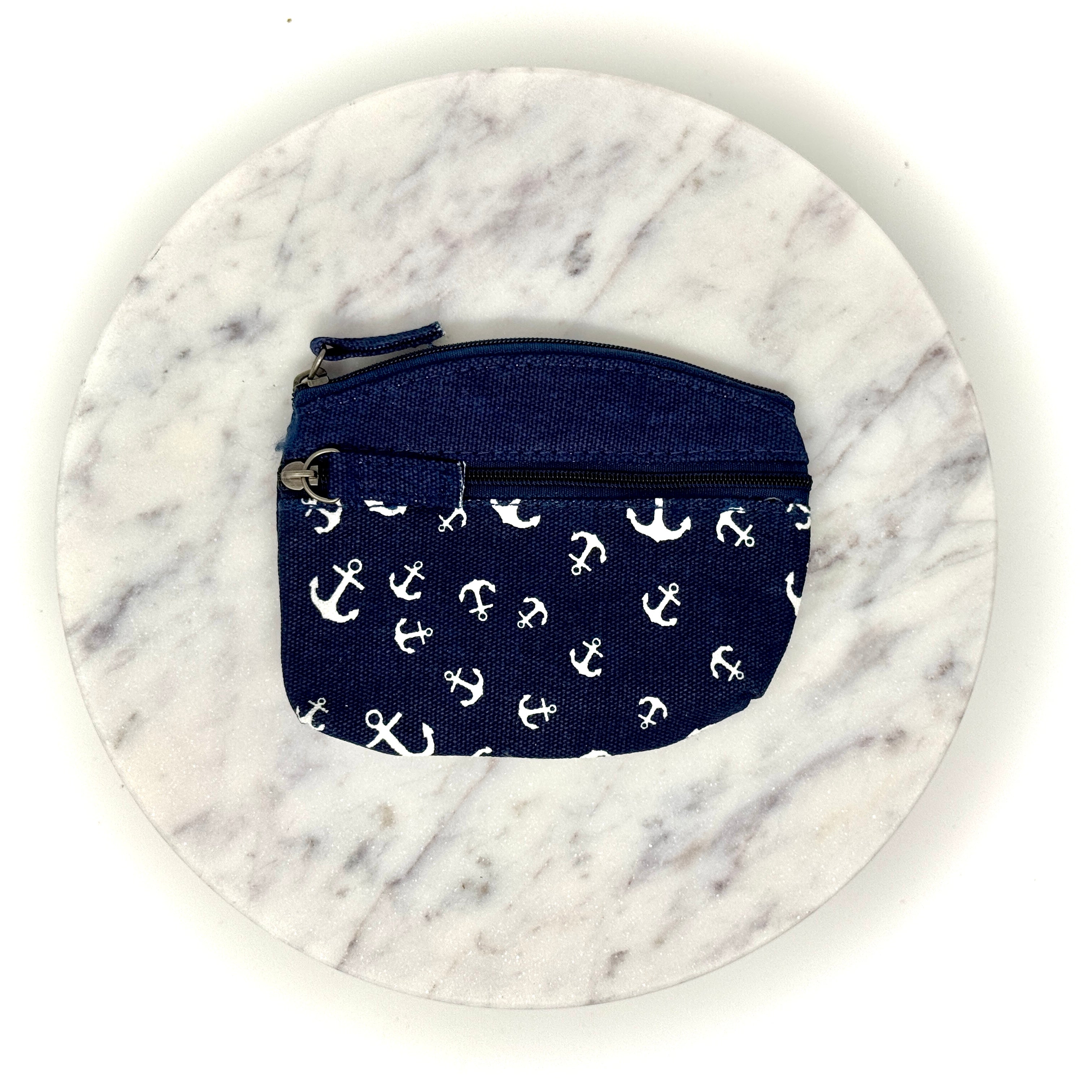 Maritimes Canvas-Täschchen mit Anker-Muster, kompakte Größe, in verschiedenen Farben erhältlich – ideal für Kosmetik oder kleine Alltagsgegenstände