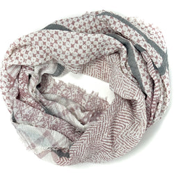 Runder Loop Schal in Rosa und Weiß mit orientalischem Muster, weiches Baumwollmaterial, ideal für Damen und Herren
