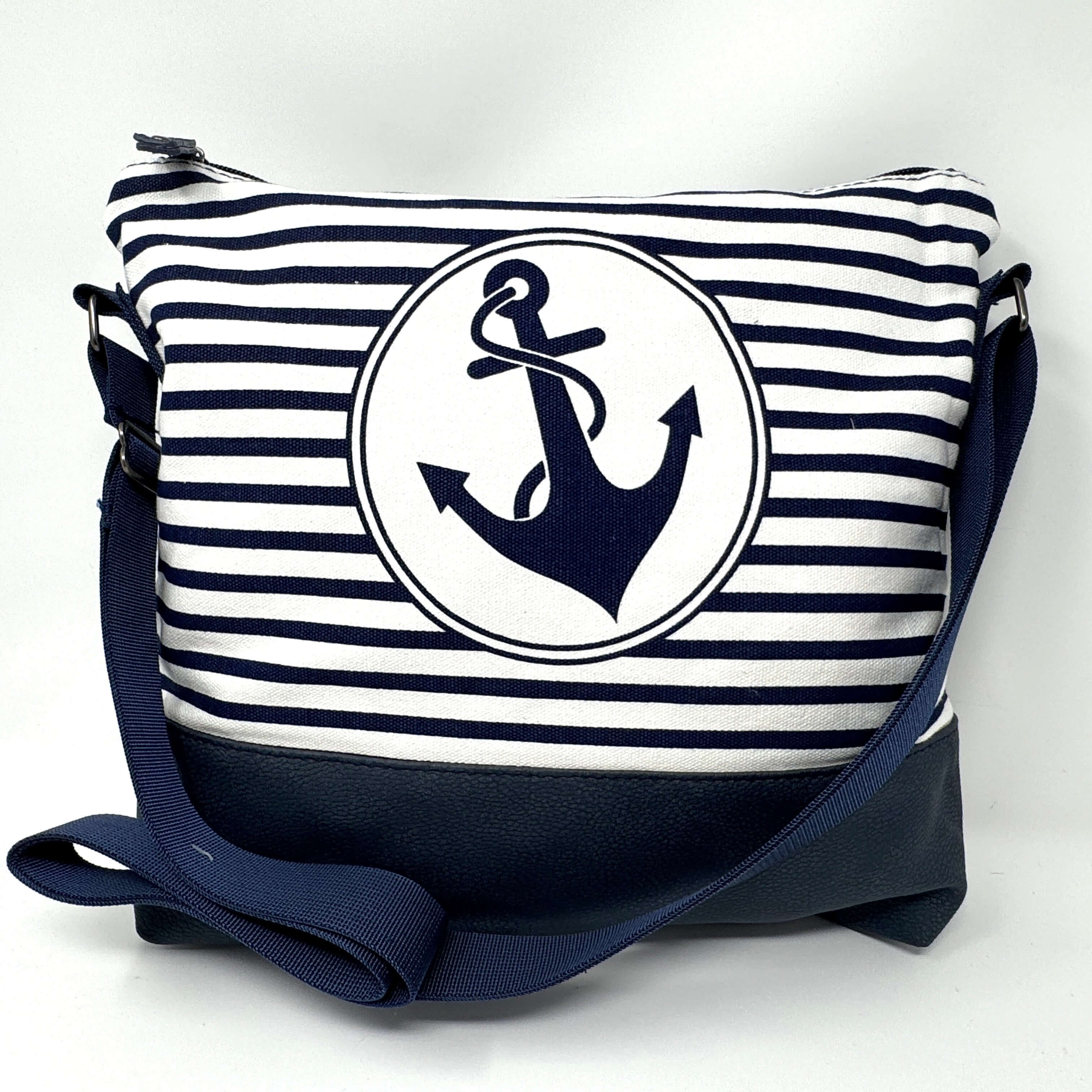 Maritime Umhängetasche mit Anker- und Streifen-Design, wasserabweisend & vegan, in mehreren Farben erhältlich