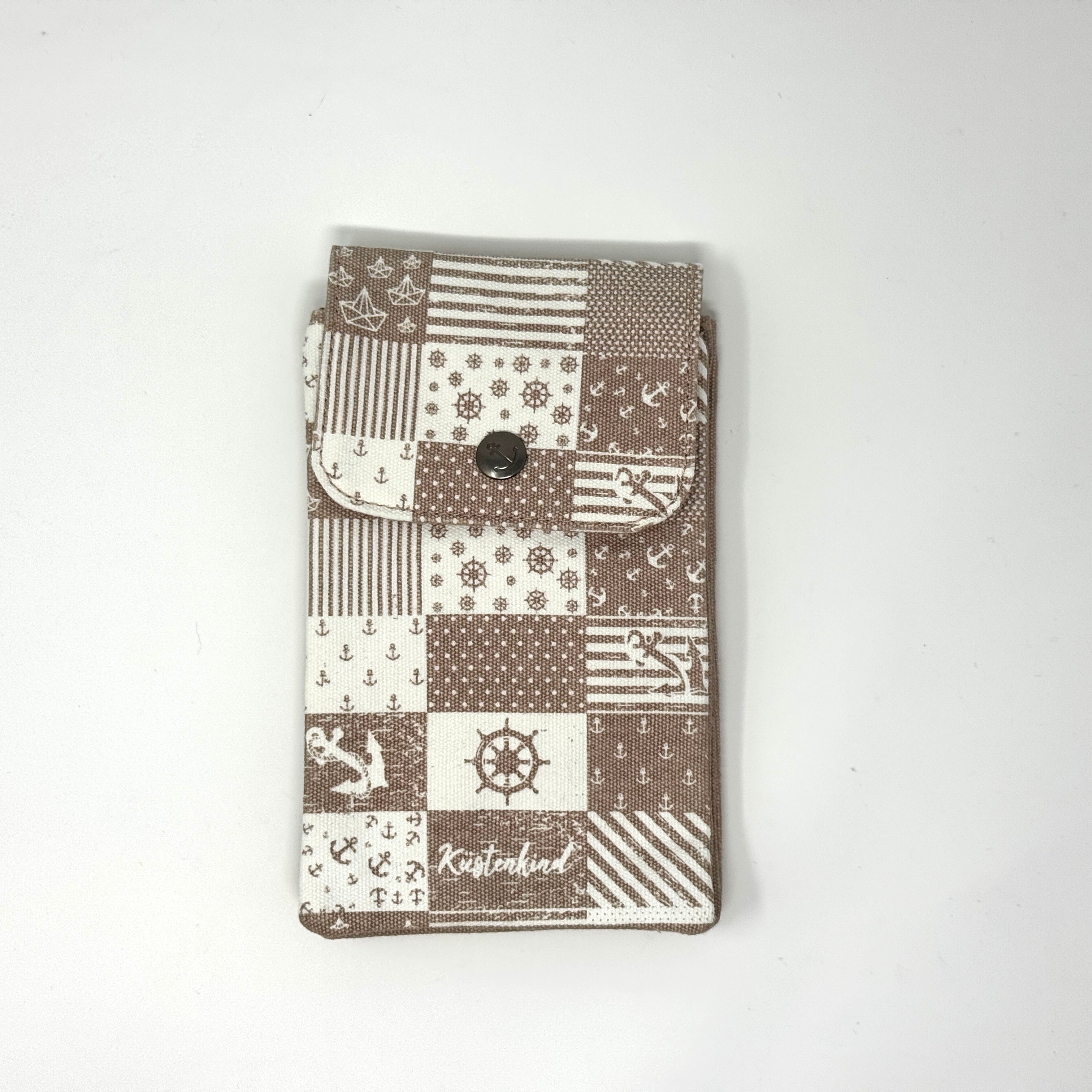 Maritime Umhängetasche in Rosa-Weiß mit Anker-Muster und Streifen, Crossbody Tasche mit Schulterriemen.
