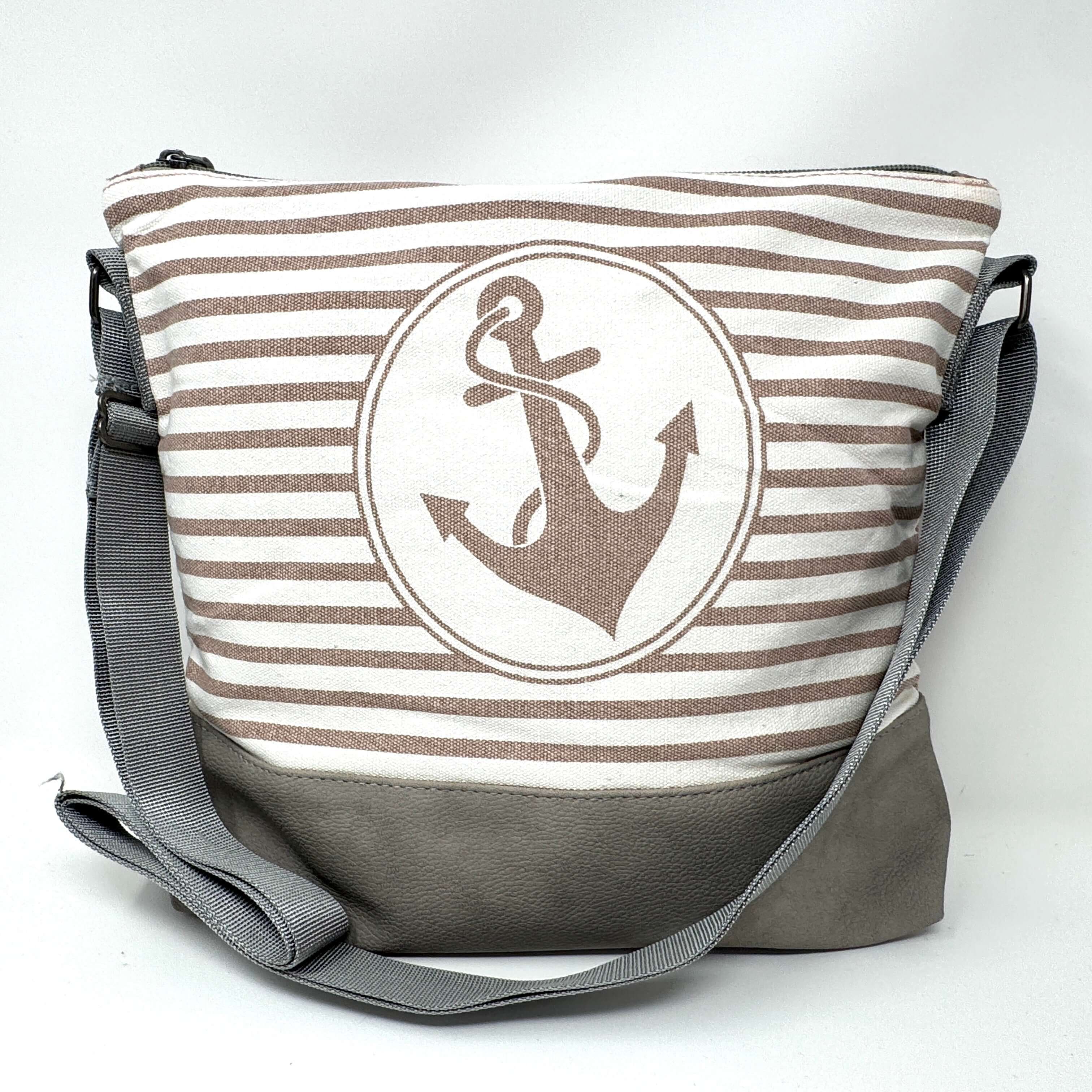 Maritime Umhängetasche mit Anker- und Streifen-Design, wasserabweisend & vegan, in mehreren Farben erhältlich
