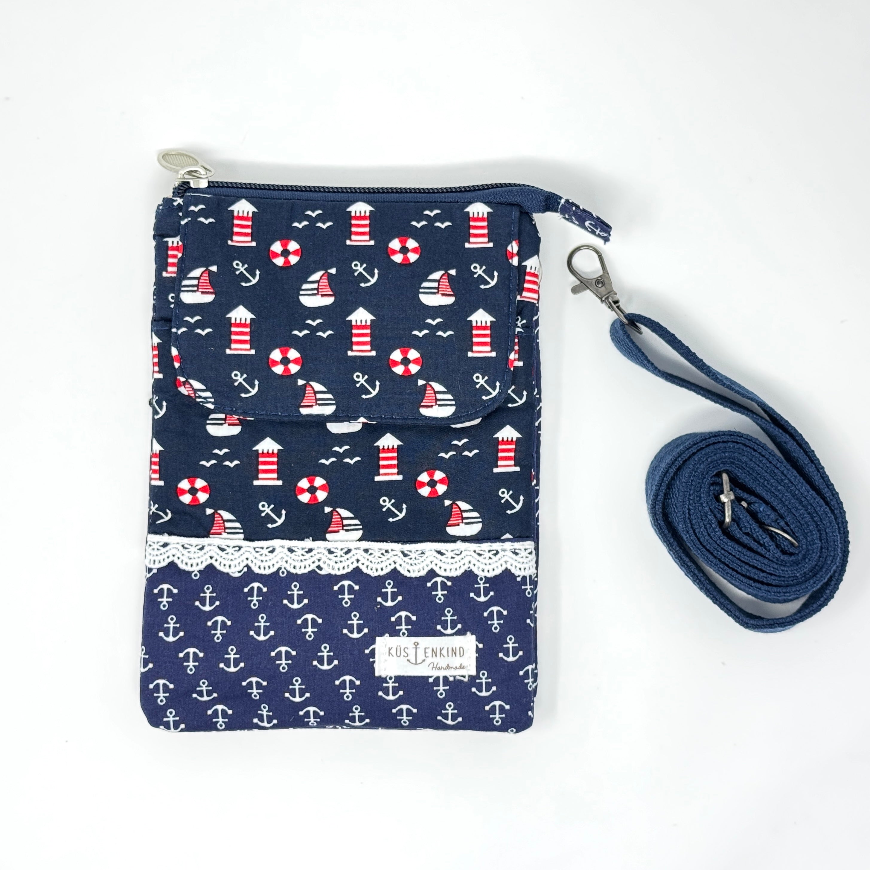 Patchwork Umhängetasche maritim mit Schulterriemen