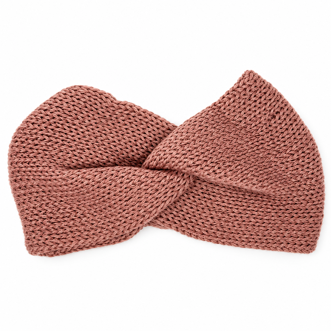 Strick-Stirnband für Damen in Rosa mit gedrehter Vorderseite