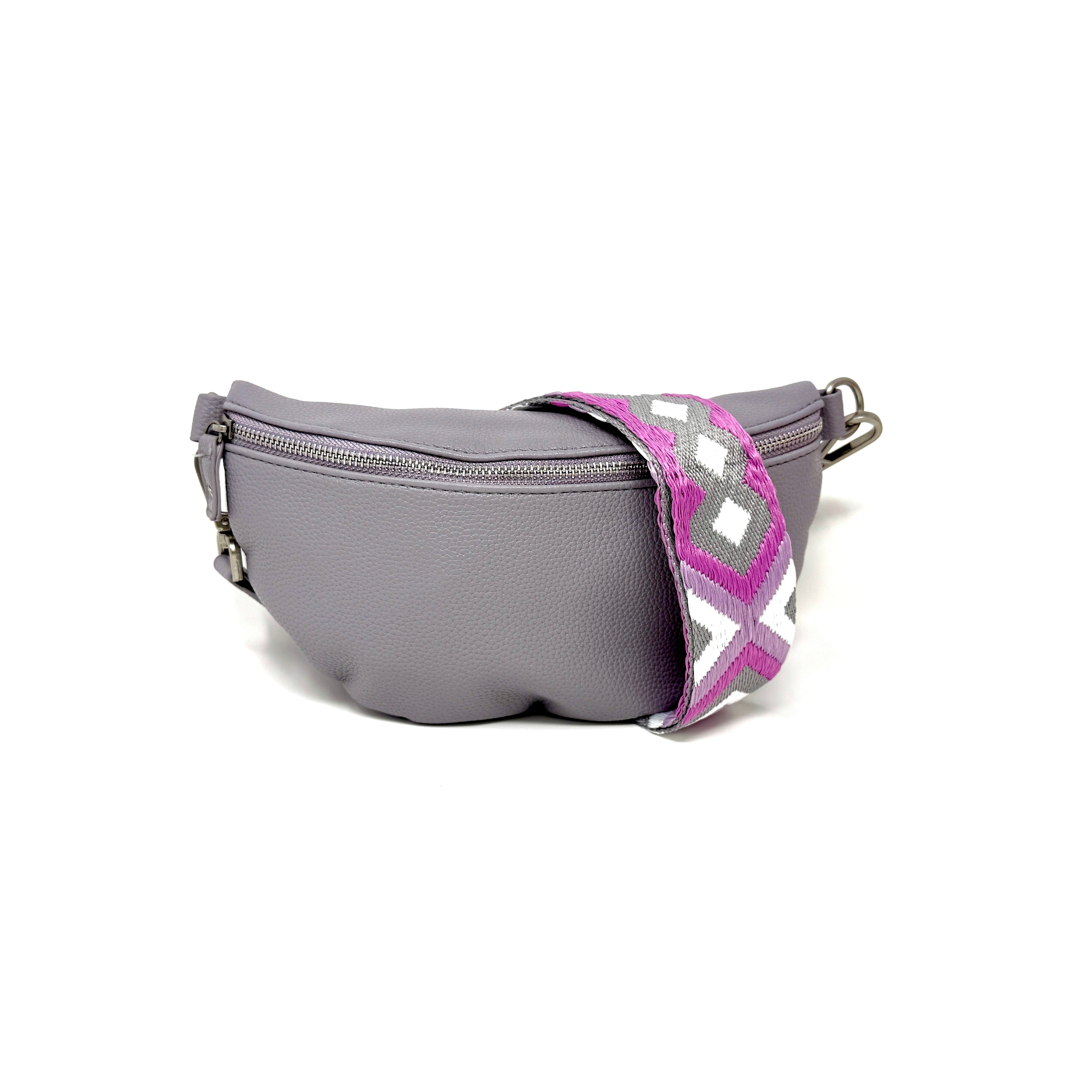 Verstellbarer Schulterriemen mit Lila/pink-weißem Muster und Karabinerhaken