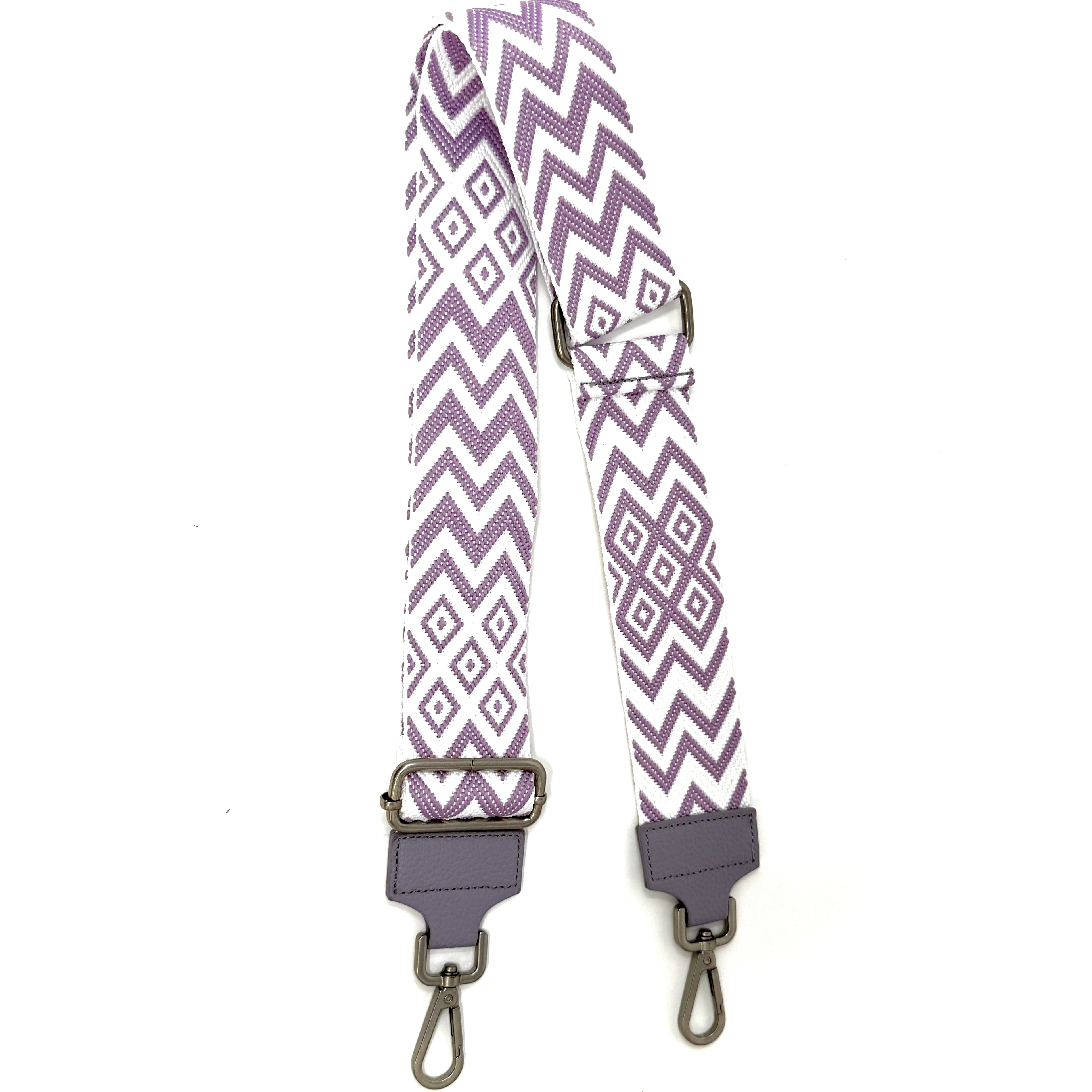 Verstellbarer Schulterriemen mit Lila weißem Muster und Karabinerhaken