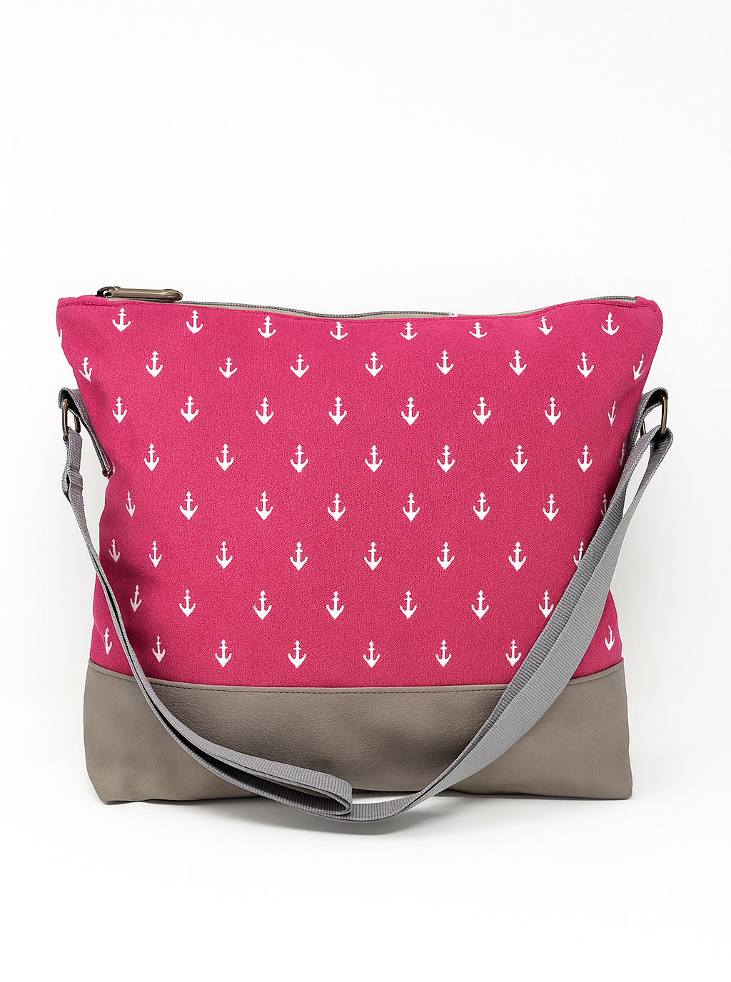 Maritime Umhängetasche Ankerliebe in pink mit Anker-Muster – wasserabweisend, vegan und nachhaltig