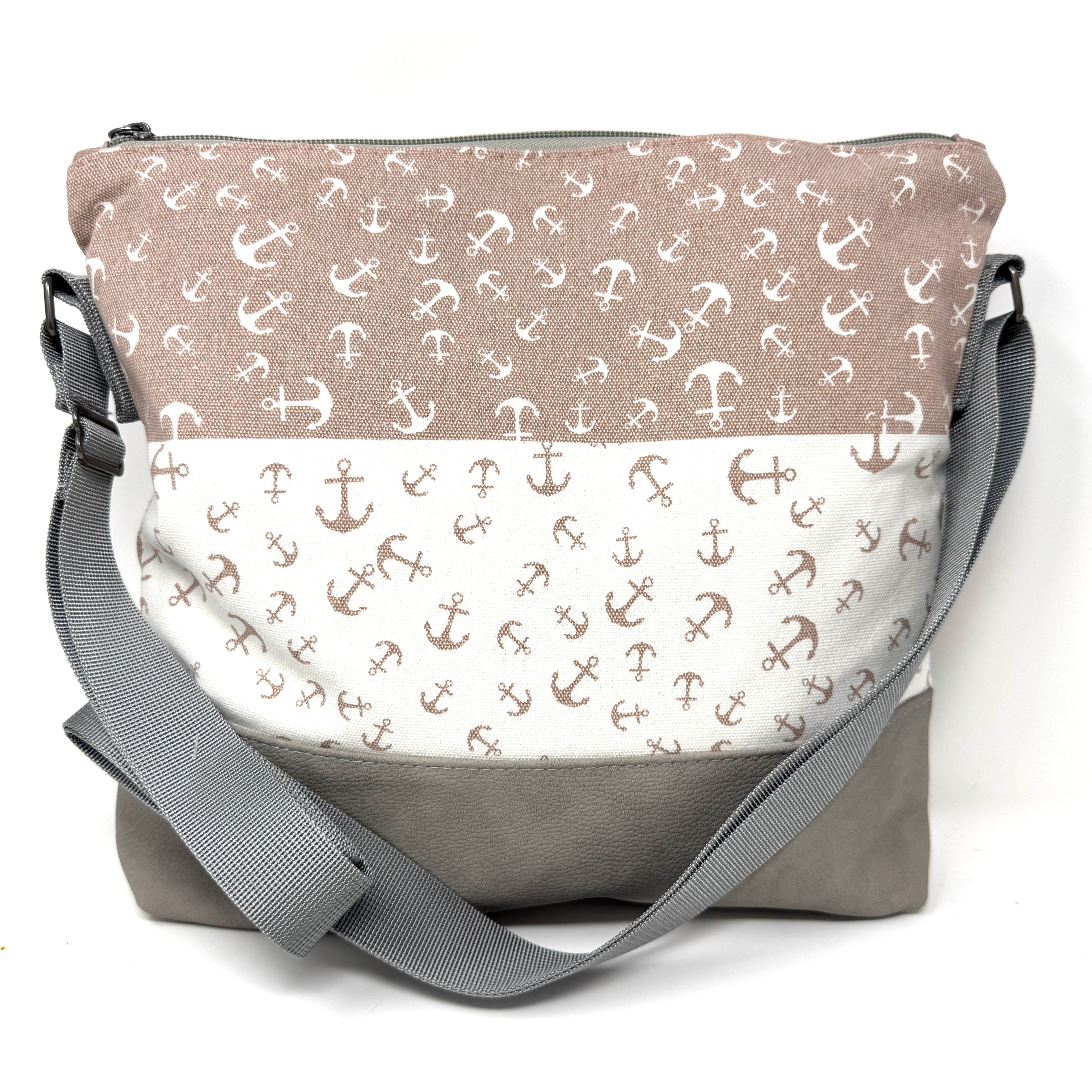 Maritime Umhängetasche in Rosa - Ankertraum mit Anker-Muster – vegan, wasserabweisend & in verschiedenen Farben erhältlich