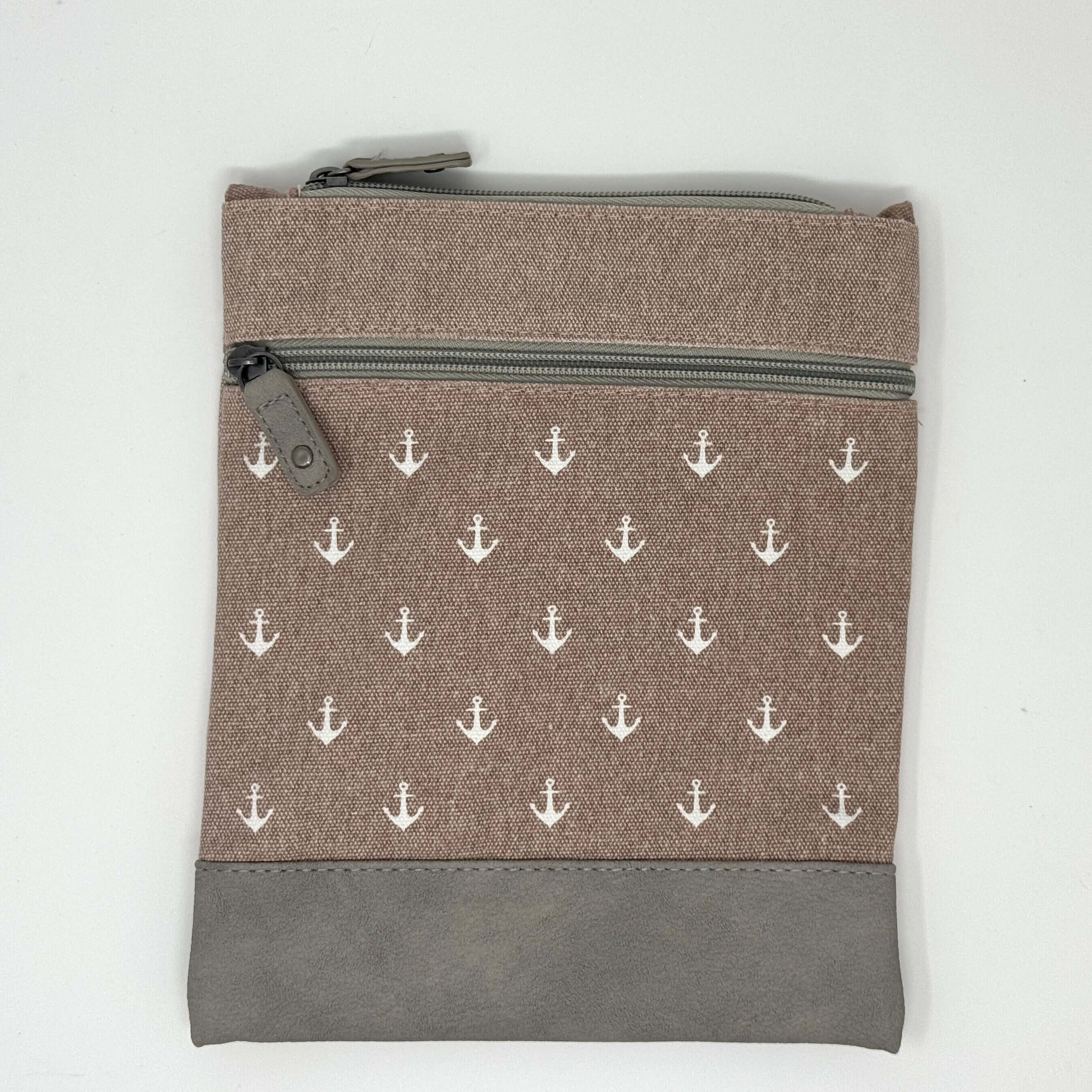 Stylische Canvas Crossbody Tasche in Rosa mit maritimem Anker-Print